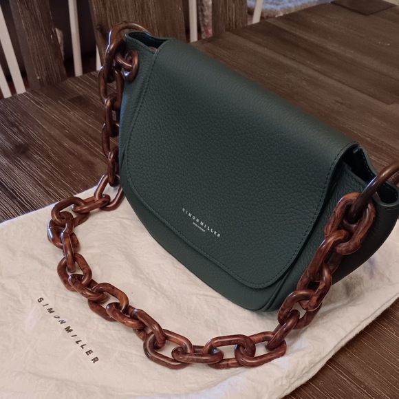 Simon Miller Green and Brown Crossbody Bag with Chain Strap - Picture 5 of 16